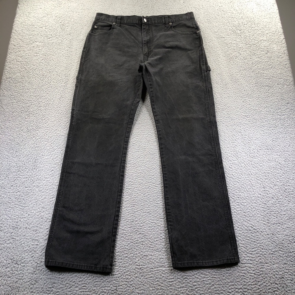 Dickies Pants Mens 36x34 Black Canvas Carpenter Relaxed Skater Workwear Faded